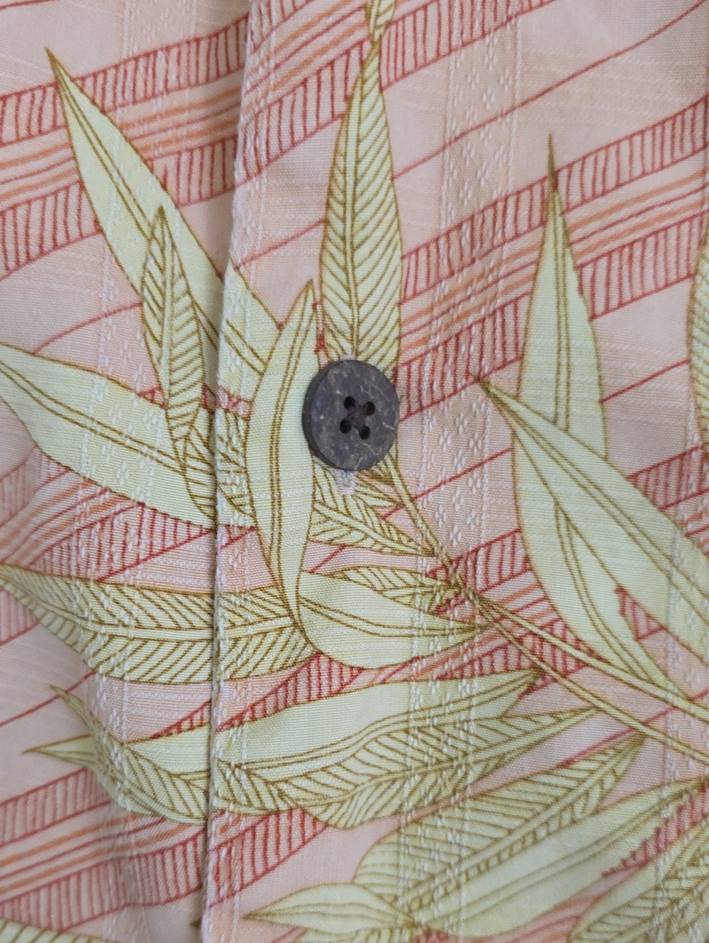 Tommy Bahama 100% Silk Hawaiian Camp Shirt Men's Medium Peach Palm Leaf Tropical - Picture 4 of 10